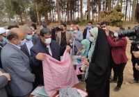 بازدید وزیر میرآث فرهنگی از کارگاه بافت صنایع دستی توسط بانوی کارآفرین رستاقی